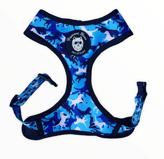 Blue Army Style Dog Harness, Puparazzi Haus 